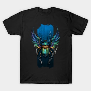 Flight of Renewal: Winged Scarab Symphony T-Shirt